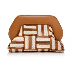 THEMOIRe Chic Tan and Cream Woven Clutch
